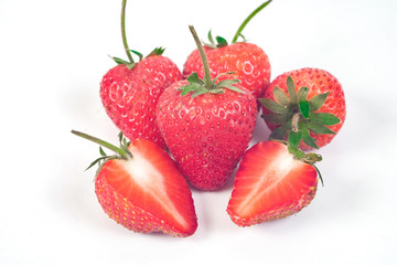 Group of Strawberries on white background.