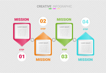 Timeline Infographics Template, Vector infographics timeline design template with 4 label, Vector. can be used for workflow layout, diagram, number step up options.
