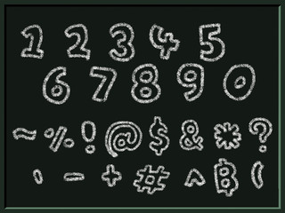 cute hand draw chalk style - numbers and sign