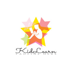Obraz premium kid Learning logo template,Children learning icon design