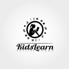 kid Learning logo template,Children learning icon design