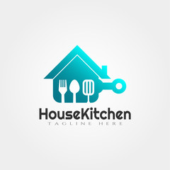 house kitchen vector logo design,food icon