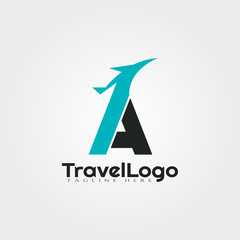 Travel agent vector logo design with initials A letter