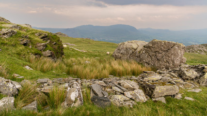 Snowdonia landscape near Blaenau Ffestiniog, the view from Moel yr Hydd, Gwynedd, Wales, UK
