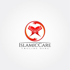 islamic logo template,hand and Quran icon combination ,illustration element -vector