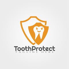 Dental protection vector logo design,human tooth icon