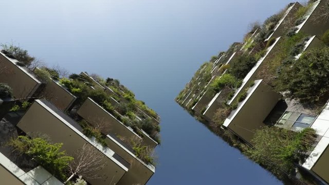 "Bosco Verticale" skyscrapers built in Milan. Skyscrapers built in Milan between the Isola district and Porta Garibaldi. The balconies are planted with trees and bushes
