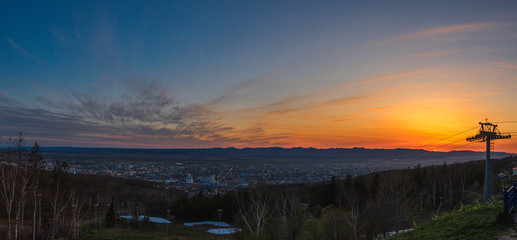 panorama of sunset over the city