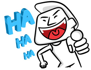 Smiling vector white cartoon man concept on a white backgrounds