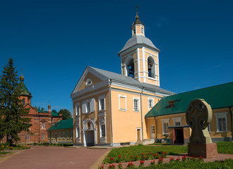 Fototapeta na wymiar Church of the Icon of the Mother of God Iverskaya in the Borovichi Holy Spirit Monastery. Borovichi, Russia