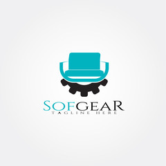 Furniture logo template,gear and seat icon combination ,illustration element -vector