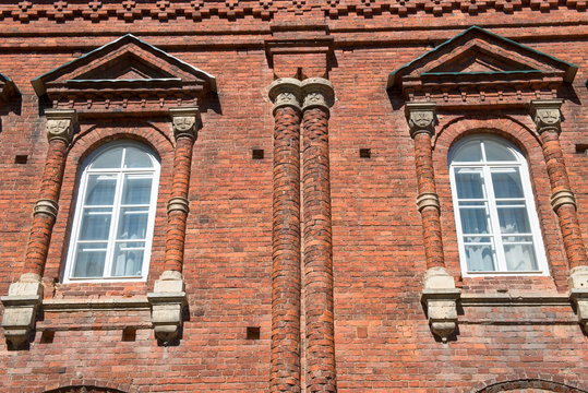 Architecture details of a monastic building in the Borovichsky Holy Spirit Monastery. Borovichi, Russia