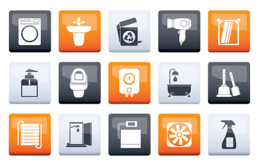 Bathroom and toilet objects and icons over color background - vector icon set