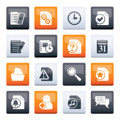 Organizer, communication and connection icons over color background - vector icon set