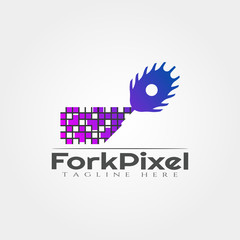 fork pixel vector logo design,food icon