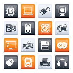 Computer Items and Accessories icons over color background - vector icon set