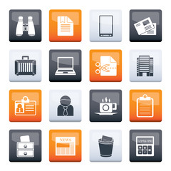 Business and office elements icons over color background - vector icon set