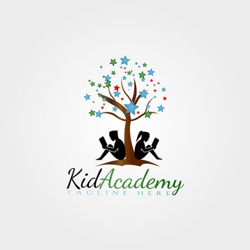 kids academy vector logo design,child dream icon