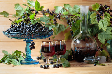 Black currants liqueur and fresh berries.