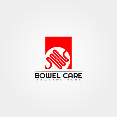 Human organ intestine icon or bowel care logo