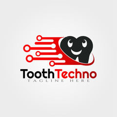 Tooth Technology vector logo design,human dental icon