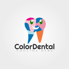 Color Dental vector logo design,human tooth icon