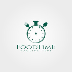 food time vector logo design,clock eat icon