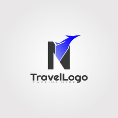 Travel agent vector logo design with initials N letter
