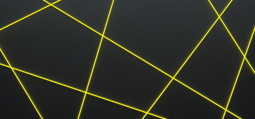 Black background with bright yellow lines - 3D illustration