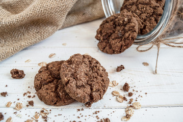 Jar of cookies on a light background