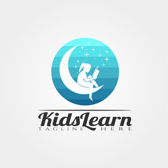 Children Learning vector logo design,kid learn