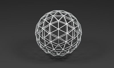 Sphere of metal triangles - 3D illustration