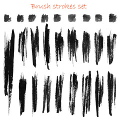 grungy vector brush strokes set