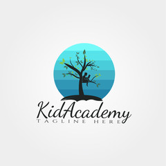 Obraz premium Children Academy tree vector logo design,kid academy icon