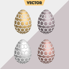 3D Vector Easter Eggs circles metal colors