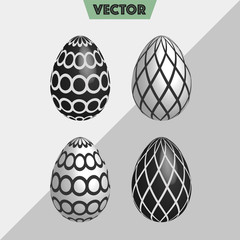 Black & white circles Easter Eggs 3D Vector