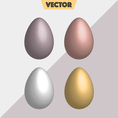 Pastel metal colors simple 3D Vector Easter Eggs