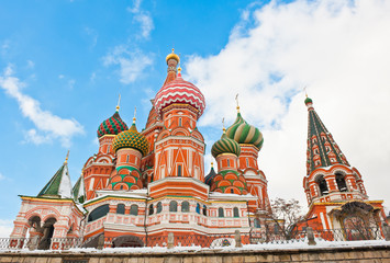 Fototapeta na wymiar The Cathedral of Vasily the Blessed (Saint Basil's Cathedral) on Red square in sunny winter day. Moscow. Russia