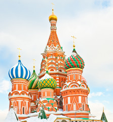Fototapeta na wymiar The Cathedral of Vasily the Blessed (Saint Basil's Cathedral) on Red square in winter day. Moscow. Russia