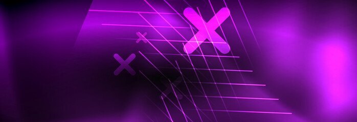 Neon glowing techno lines, hi-tech futuristic abstract background template with lines
