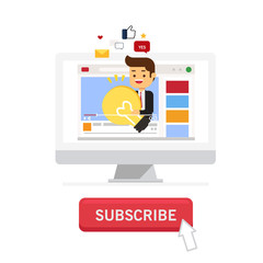 happy blogger businessman