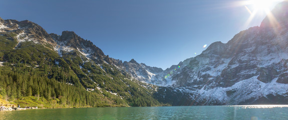 Morskie Oko Lake in Tatra Mountains in Poland. High mountain landscape.
