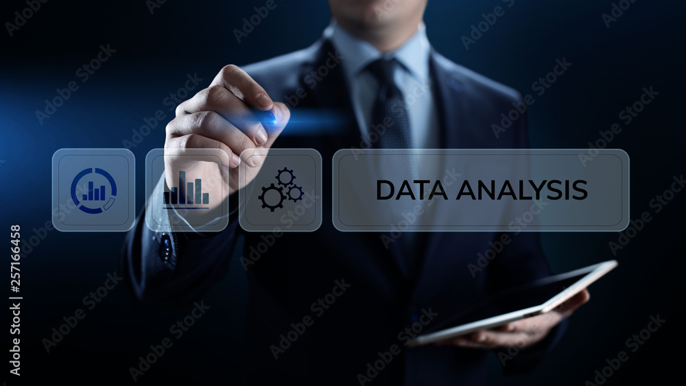 Poster data analysis business intelligence analytics internet technology concept.