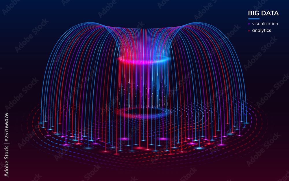Leinwandbilder Fractal visualization of digital big data for infographic background. Bigdata infochart elements or abstract technological wallpaper. Analyze and analytical, science backdrop. Planning and data