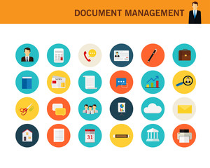 Document management concept flat icons