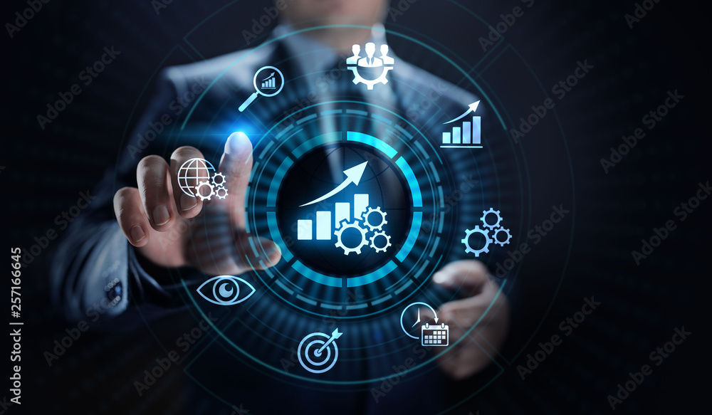 Poster kpi key performance indicator increase optimisation business and industrial process.
