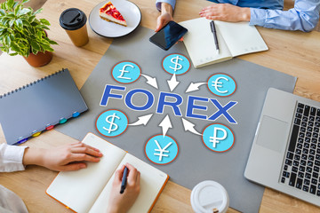 Forex trading investment currency exchange business finance concept chart on office desktop.