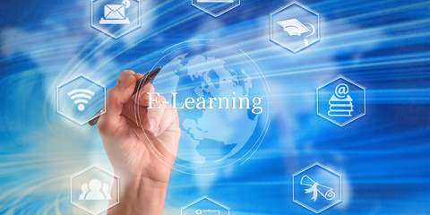 E-learning Education Internet Technology Webinar Online Courses concept.