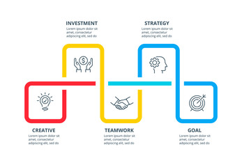 Vector timeline abstract elements with 5 steps. Linear icons