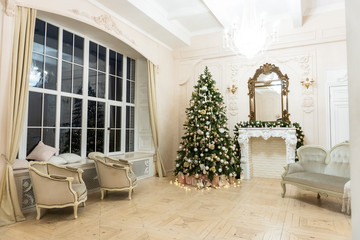 Christmas decor in a bright room before the new year 1